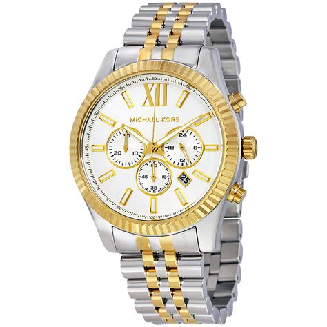 white dial silver michael kors mens|Michael Kors chronograph white dial.